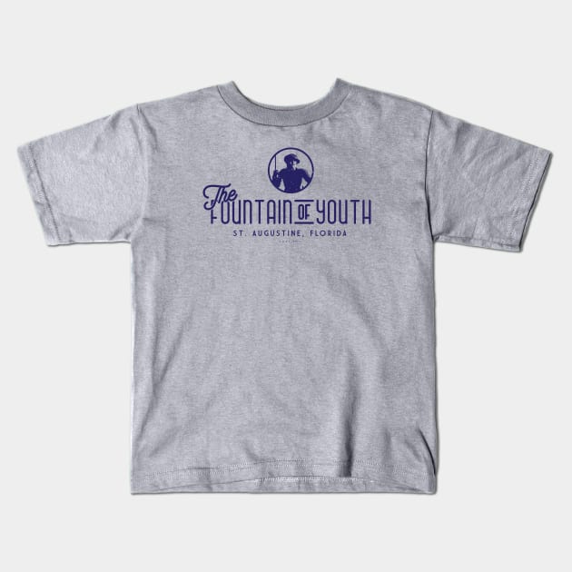 Vintage Fountain of Youth - St. Augustine, Florida (Blue) Kids T-Shirt by deadmansupplyco